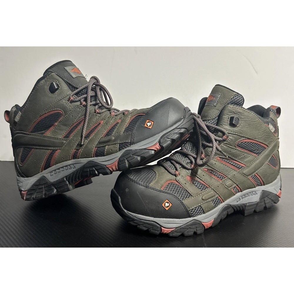 Merrell Mens Moab 2 Ventilator Mid Waterproof Comp Toe CSA Work Boot Brown 13M